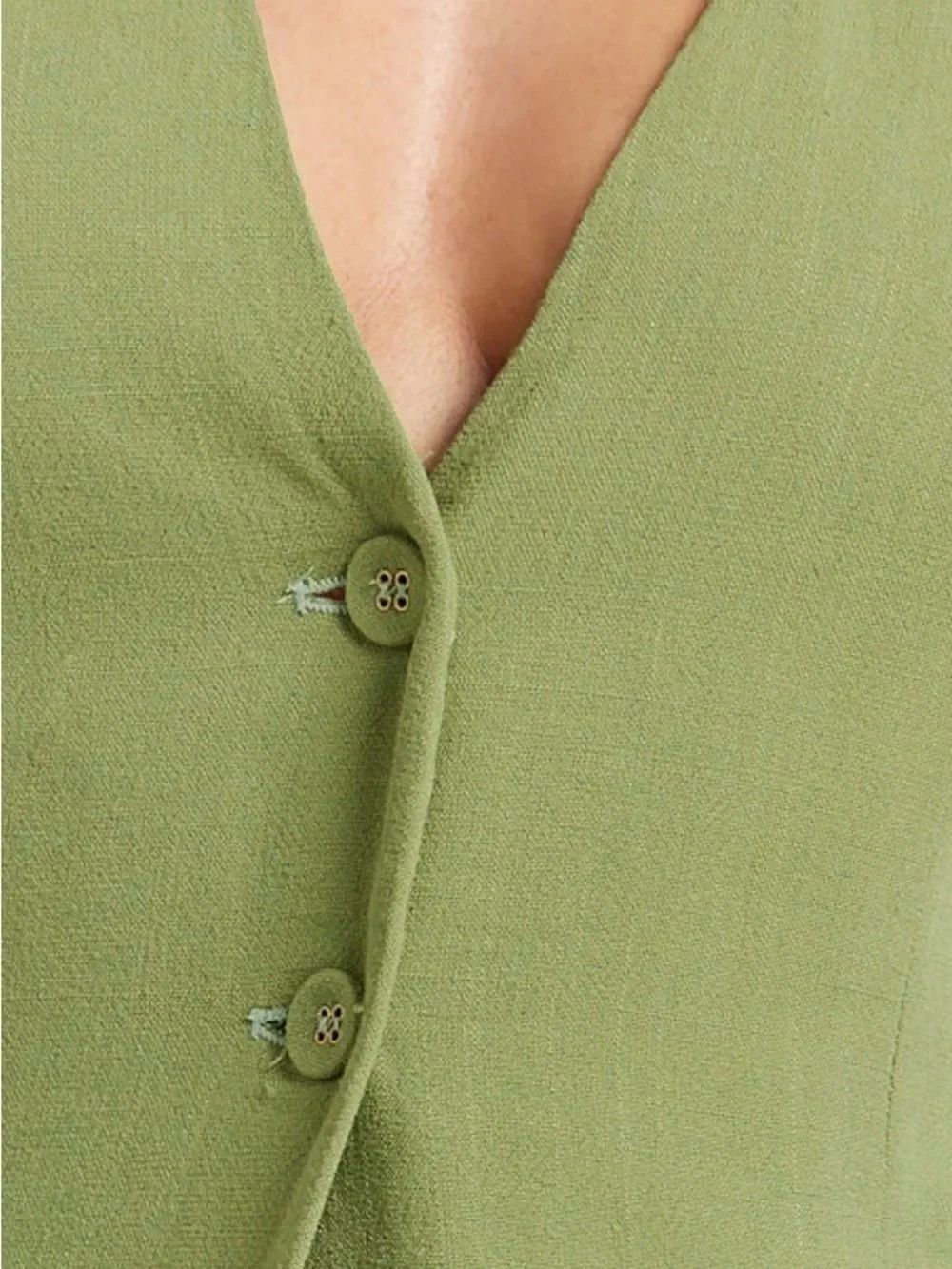 NWT Showpow. Olivia Longline Linen V Neck Back Tie Vest & Shorts Set Sage Size 2 - Picture 3 of 10